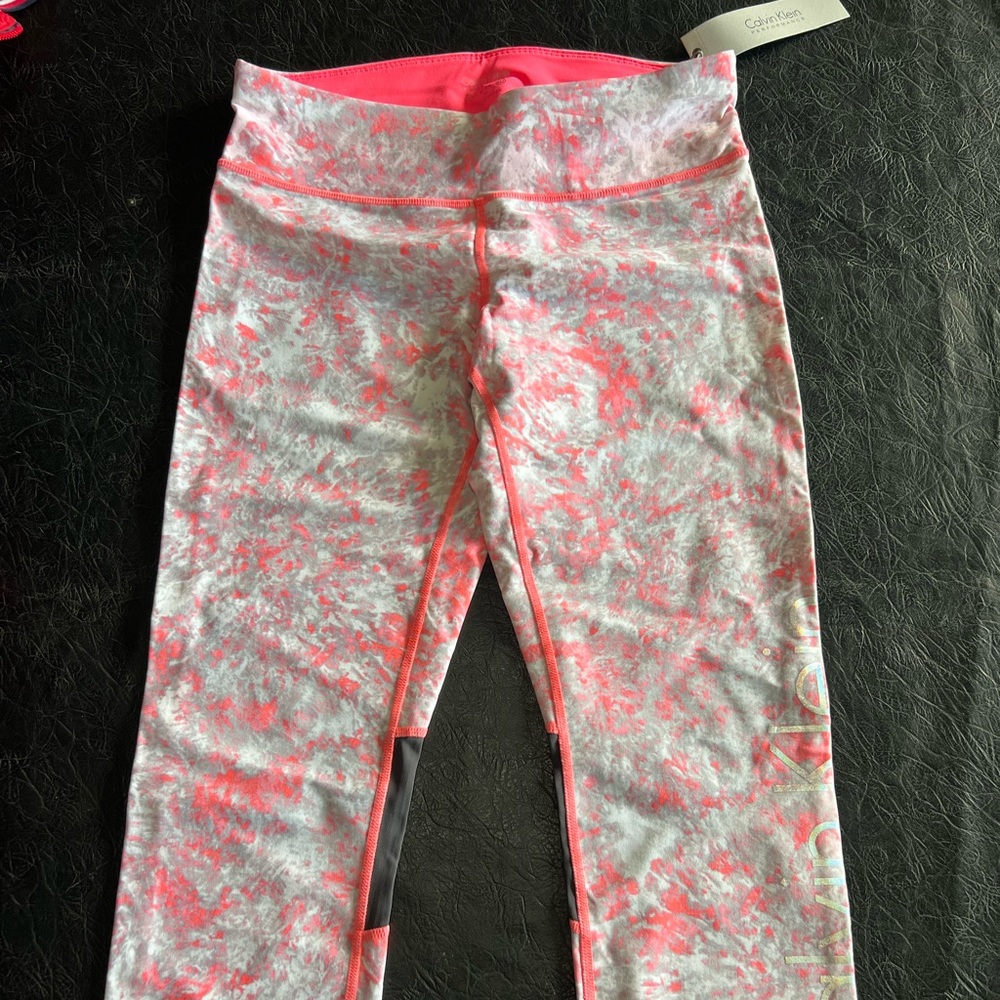 Calvin Klein Pink and White Kids Leggings